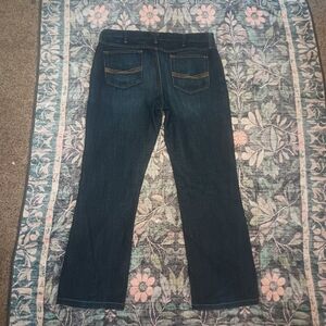 Ariat M4 Low Rise Boot Cut Jeans Mens 36x32 Dark Distressed Cowboy Western